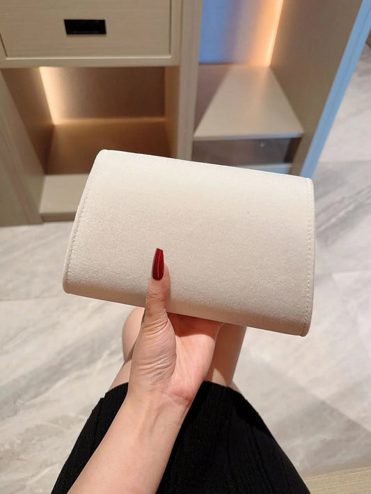 A Shiny Rhinestone Velvet Evening Dress Bag Hand Evening Bag Romantic white Wedding Bag Banquet Bag Bridal Bag Chain Bag Formal Party Bag Prom Bag Envelope Bag